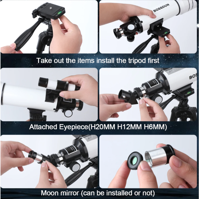 Explorez l'univers avec le Bossdun télescope 333X pour enfants idéal observation des étoiles et de la lune