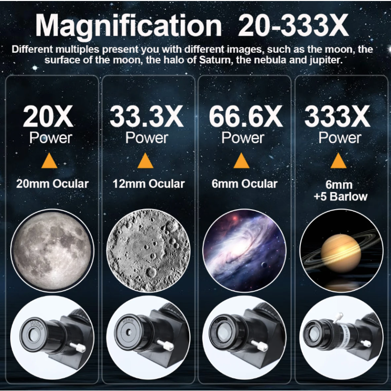 Explorez l'univers avec le Bossdun télescope 333X pour enfants idéal observation des étoiles et de la lune