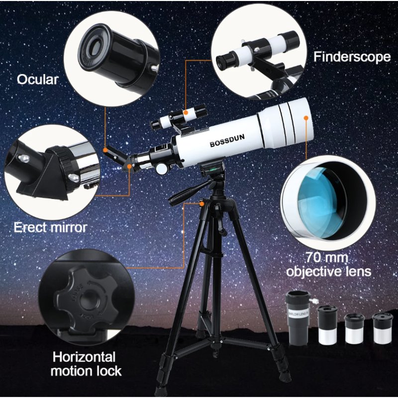 Explorez l'univers avec le Bossdun télescope 333X pour enfants idéal observation des étoiles et de la lune