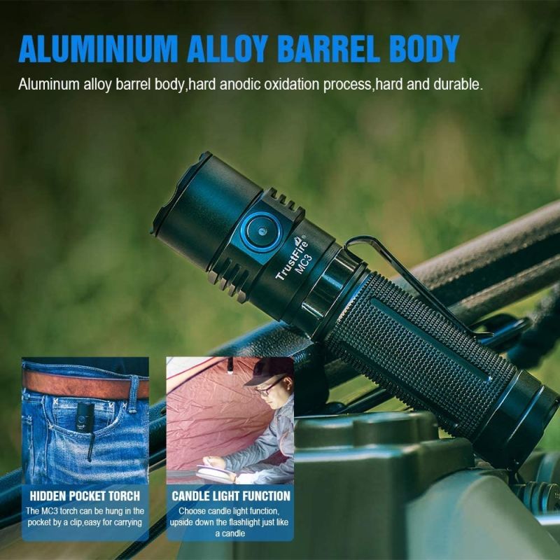 TrustFire MC3 XHP50 Lampe Torche LED 2500 Lumens étanche IP68 chargement magnétique USB pour extérieur