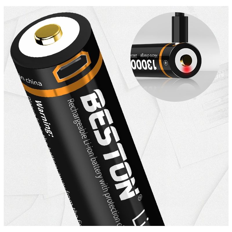 Batterie BESTON 18650 3.7V 3500mAh haute capacité rechargeable Micro USB idéale pour autonomie prolongée