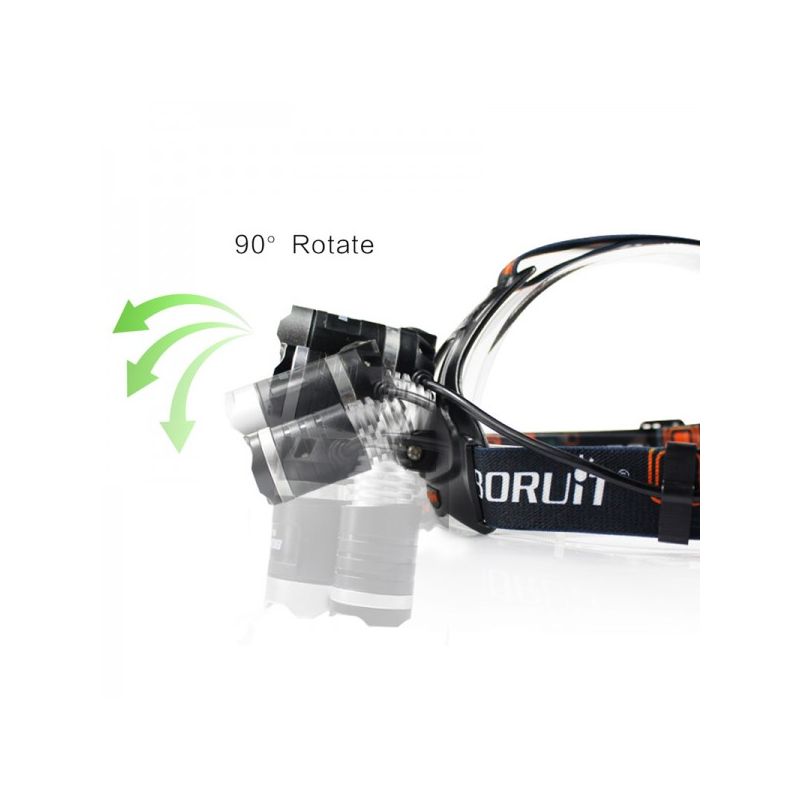 Boruit RJ-3000 Phare LED lumière blanche T6 équipement aventure design durable lampe frontale légère légère
