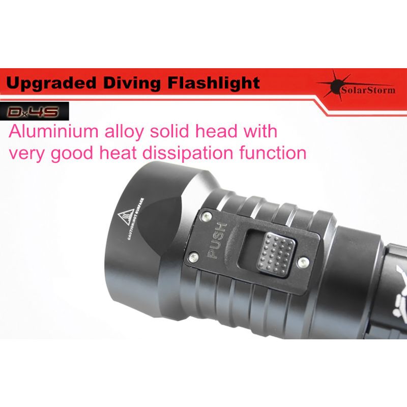 Lampe de plongée Solarstorm DX4S 3000 lumens étanchéité IPX8 pour exploration récif en aluminium durable