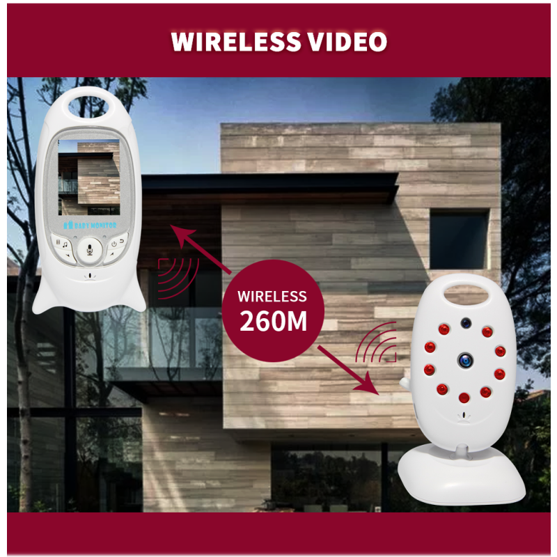 VB601 moniteur vidéo sans fil 2.4G avec caméra de sécurité couleur audio bidirectionnel et vision nocturne