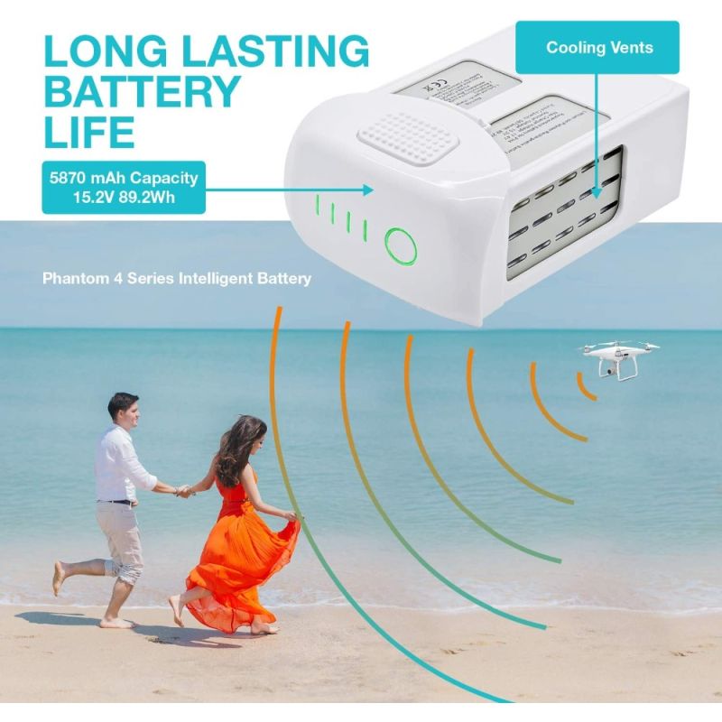 Batterie DJI Phantom 4 Series 15.2V 5870mAh Li-Po Longue Durée Accessoires Drone Photographie Aérienne