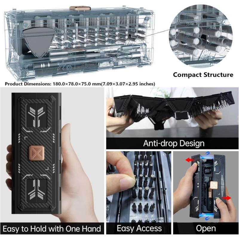 JAKEMY JM-8192 Kit Tournevis de Précision 160 Bits Magnétiques CR-V/S2 pour Réparation Électronique/PC Portable/Montre/Xbox, Outils Pro.