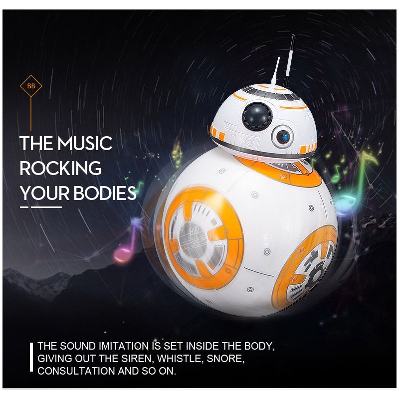 BB-8 Robot Télécommandé Star Wars Jouet Intelligent 2.4G Rotation 360° Amusement pour Enfants Cadeaux Parfaits