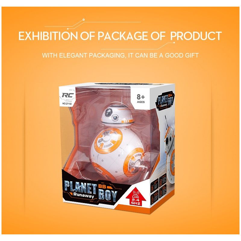 BB-8 Robot Télécommandé Star Wars Jouet Intelligent 2.4G Rotation 360° Amusement pour Enfants Cadeaux Parfaits