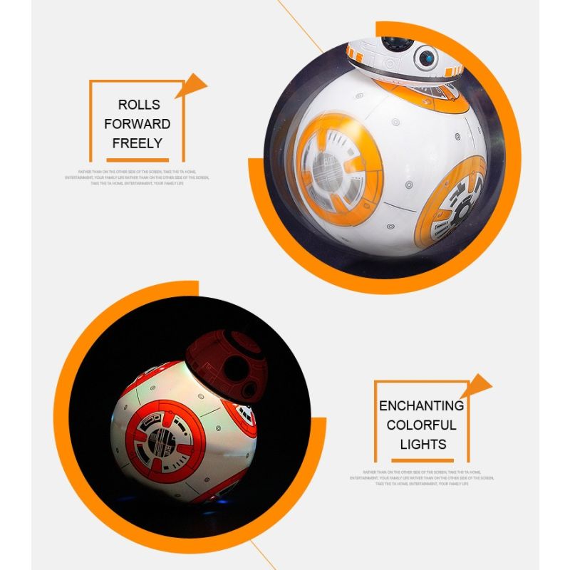 BB-8 Robot Télécommandé Star Wars Jouet Intelligent 2.4G Rotation 360° Amusement pour Enfants Cadeaux Parfaits