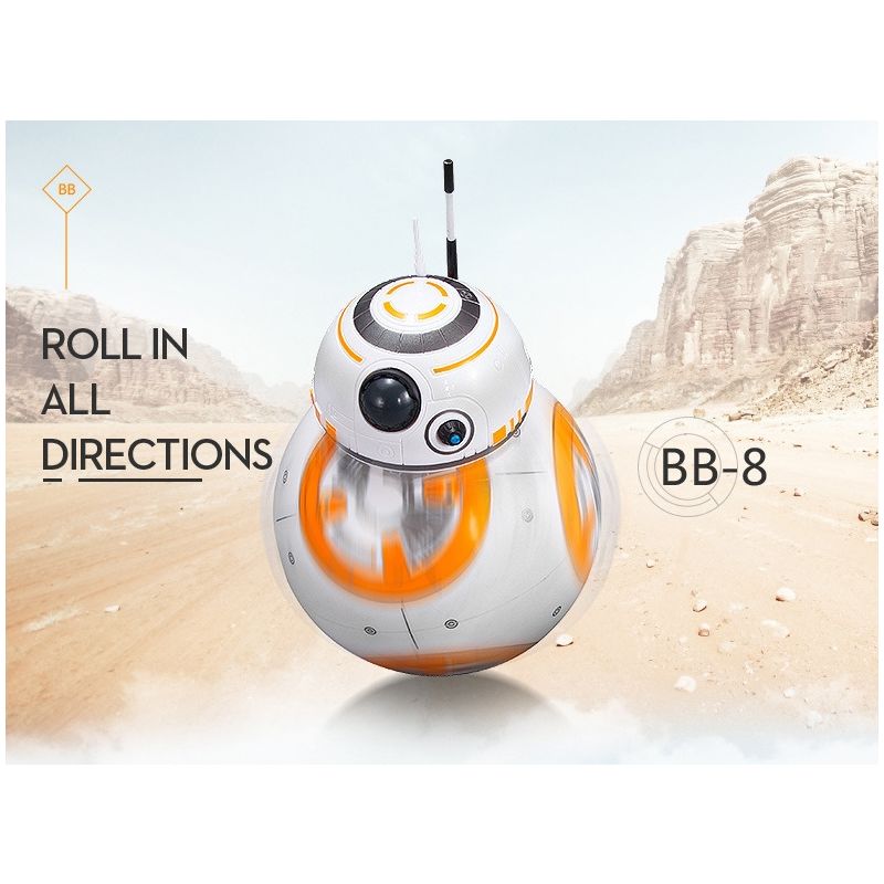 BB-8 Robot Télécommandé Star Wars Jouet Intelligent 2.4G Rotation 360° Amusement pour Enfants Cadeaux Parfaits