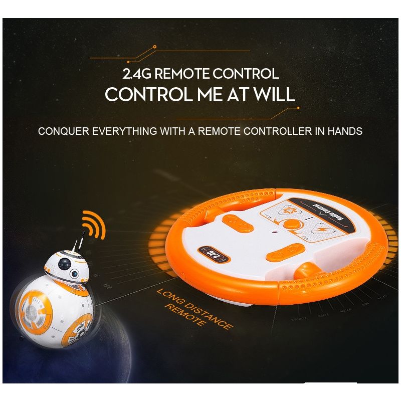 BB-8 Robot Télécommandé Star Wars Jouet Intelligent 2.4G Rotation 360° Amusement pour Enfants Cadeaux Parfaits