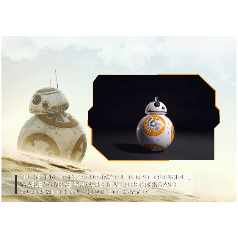 BB-8 Robot Télécommandé Star Wars Jouet Intelligent 2.4G Rotation 360° Amusement pour Enfants Cadeaux Parfaits