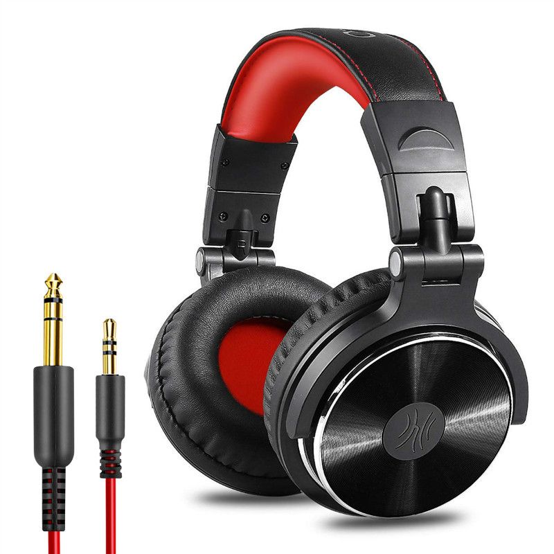 Oneodio Pro-10 Filaire Professionnel Studio Pro DJ Casque Avec Microphone Sur L&#39;oreille HiFi Moniteur Musique Casque Écouteur Pour Téléphone PC-Rouge / __ 0 __ / Noir
