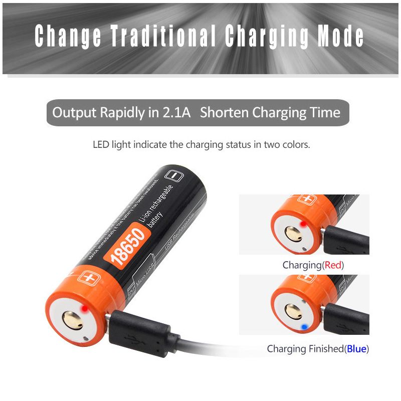 Batterie 18650 2600mAh Rechargeable Li-ion 3.7V Micro USB pour Gadgets Énergie Durable Performance Fiable