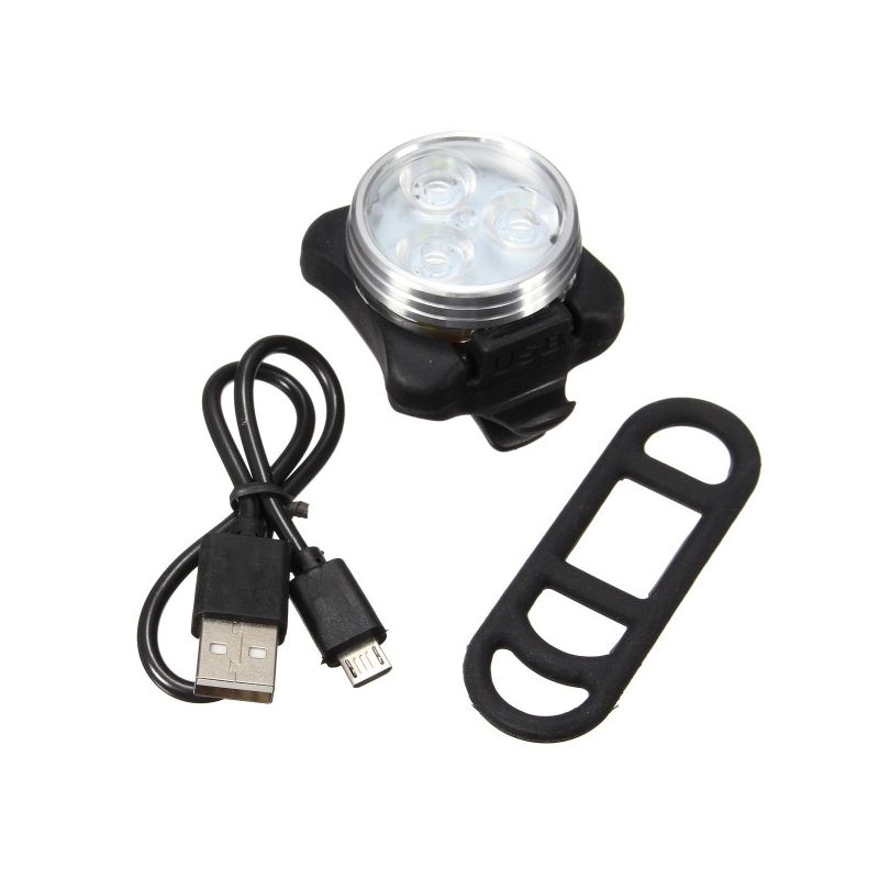 Lumière de Vélo USB Rechargeable HJ-030 3 LED 4 Modes Imperméable Sécurité Cycliste Visibilité Nocturne