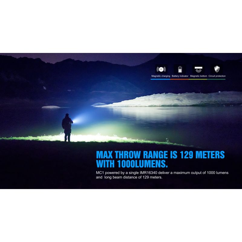 TrustFire MC1 Baton 1000 lumens lampe de poche compacte rechargeable ultra-légère chargement magnétique