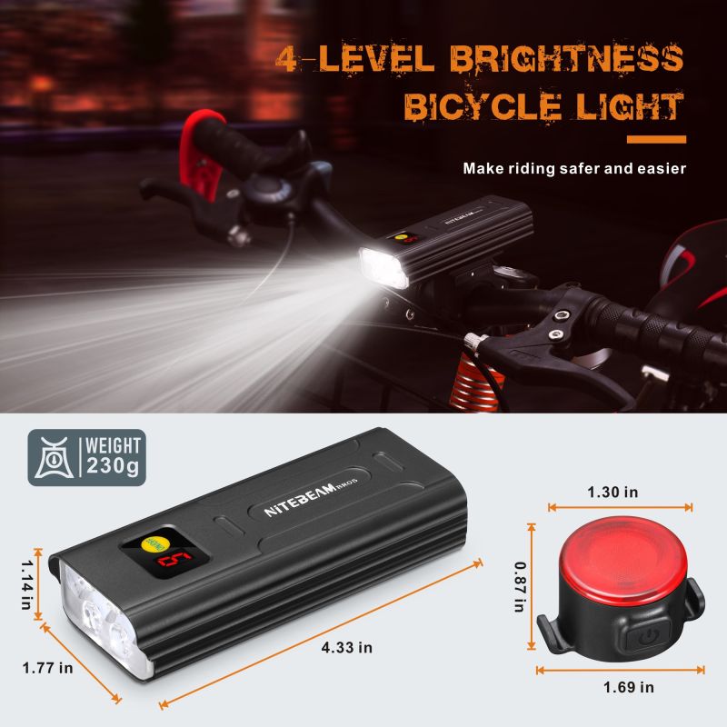 Lumières de vélo NiteBeam BR05 5 LED 5000 lumens phare vélo USB rechargeable sécurité cycliste haute luminosité