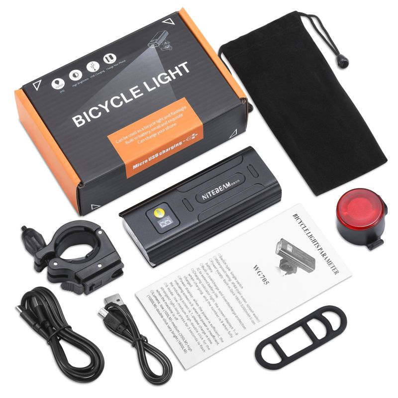 Lumières de vélo NiteBeam BR05 5 LED 5000 lumens phare vélo USB rechargeable sécurité cycliste haute luminosité