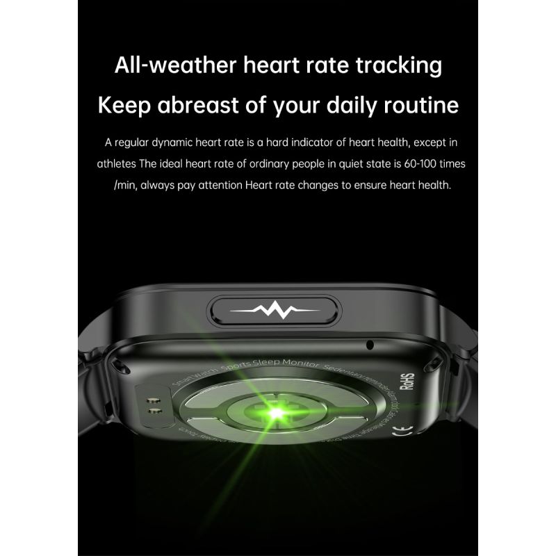 Montre connectée ET540 Smartwatch Santé: Glycémie, ECG, Température, Pression Artérielle, Appel Bluetooth