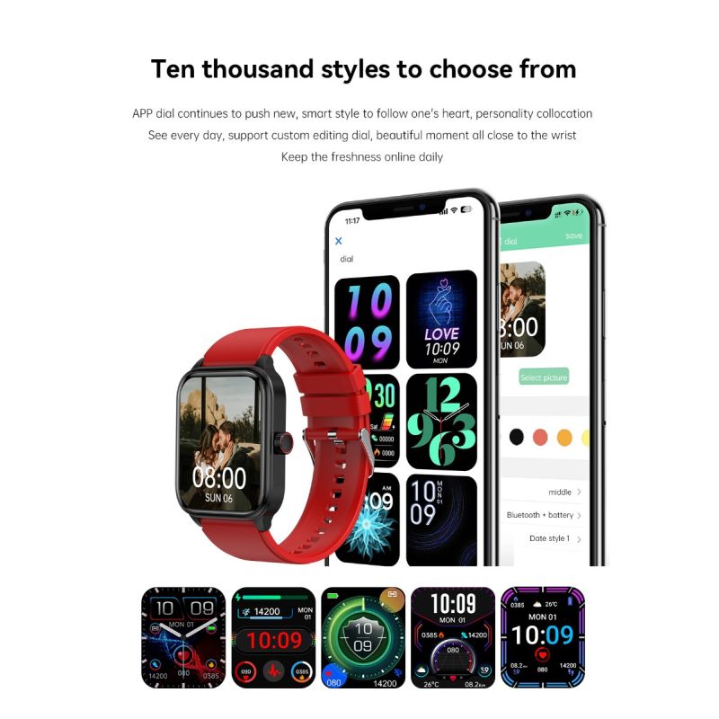 Montre connectée ET540 Smartwatch Santé: Glycémie, ECG, Température, Pression Artérielle, Appel Bluetooth