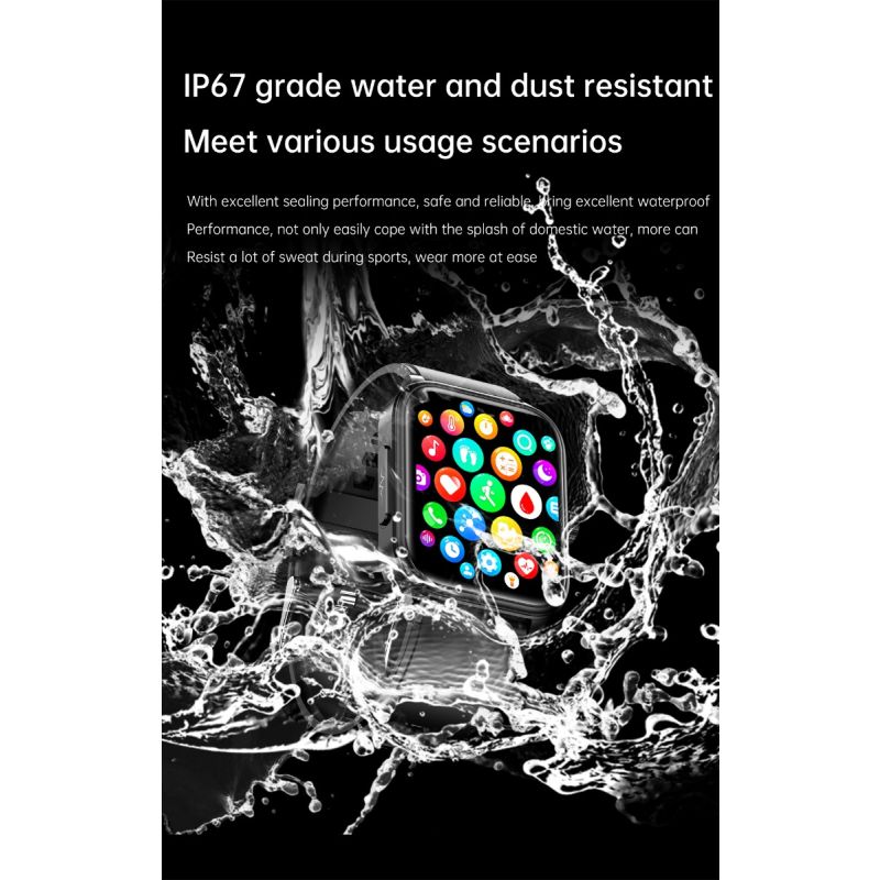 Montre connectée ET540 Smartwatch Santé: Glycémie, ECG, Température, Pression Artérielle, Appel Bluetooth