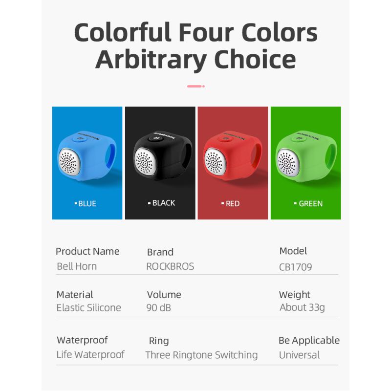 Cloche Électrique Vélo ROCKBROS 110 dB Son Puissant Étanche Sécurité Cyclisme Urbain et VTT Accessoire Essentiel