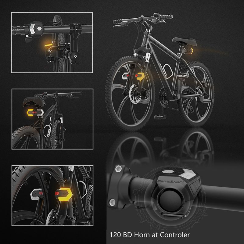 CarryBright CBX4 Clignotant de Vélo LED Étanche avec Klaxon Télécommande Intelligente Chargement USB