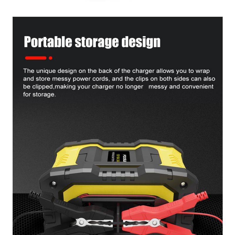 Chargeur de batterie FOXSUR portable 12V/24V pour moto et camion avec entretien automatique et contrôle microprocesseur