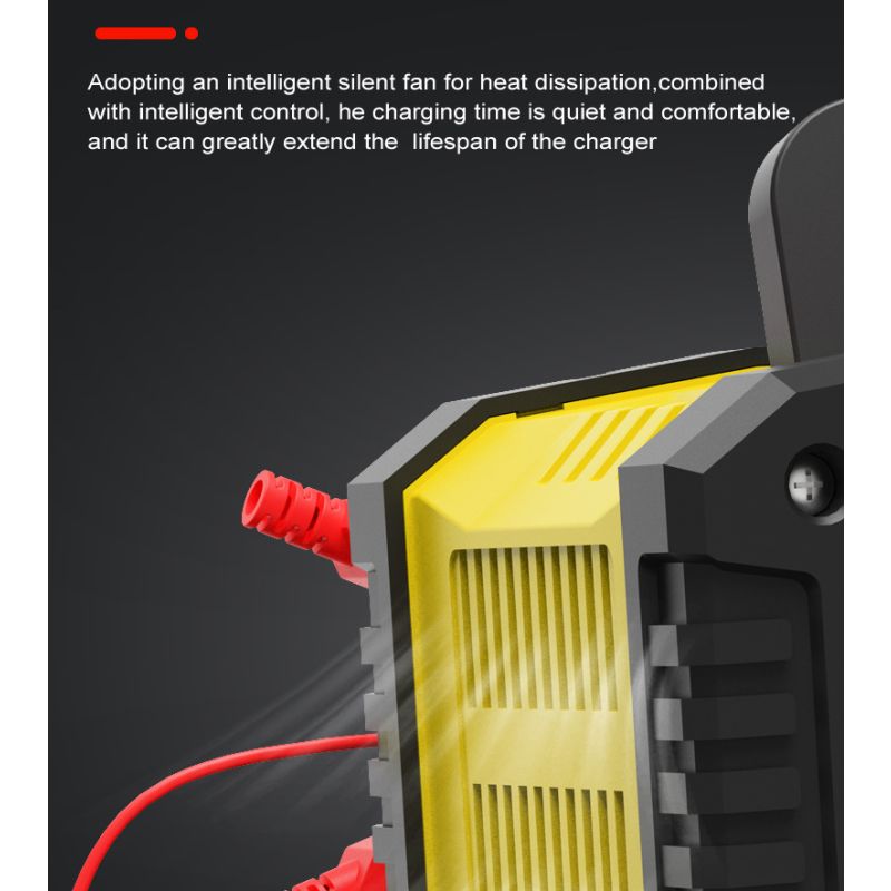 Chargeur de batterie FOXSUR portable 12V/24V pour moto et camion avec entretien automatique et contrôle microprocesseur