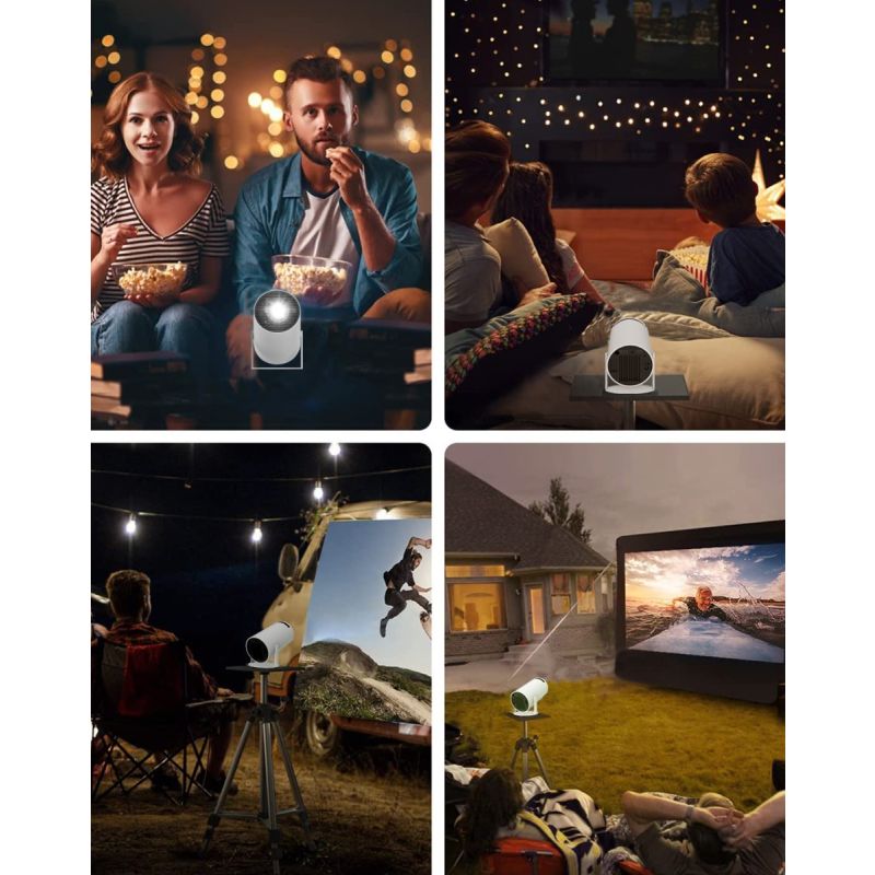 Projecteur HY300 Android WiFi 6 intelligent portable 1280x720P compact idéal home cinéma et bureau