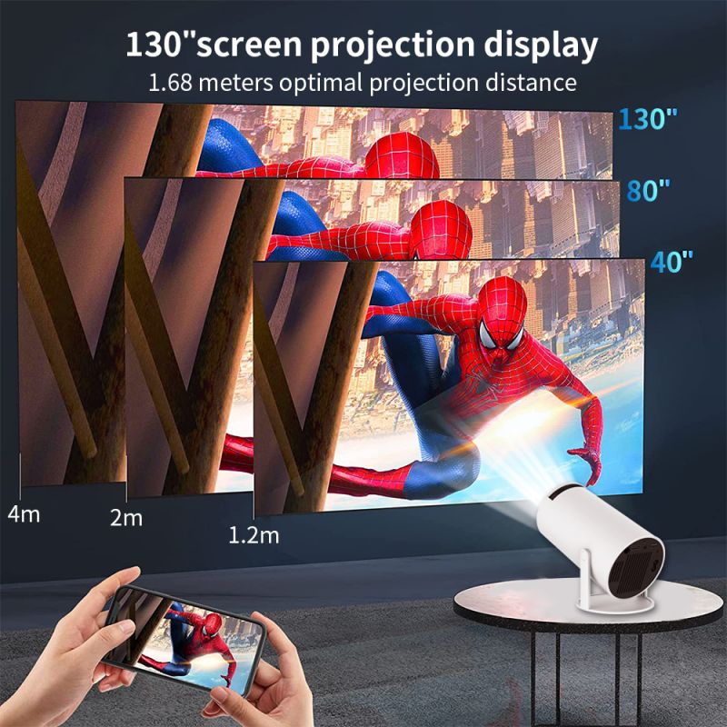 Projecteur HY300 Android WiFi 6 intelligent portable 1280x720P compact idéal home cinéma et bureau