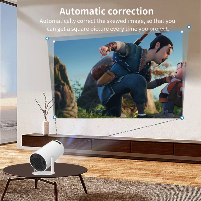 Projecteur HY300 Android WiFi 6 intelligent portable 1280x720P compact idéal home cinéma et bureau