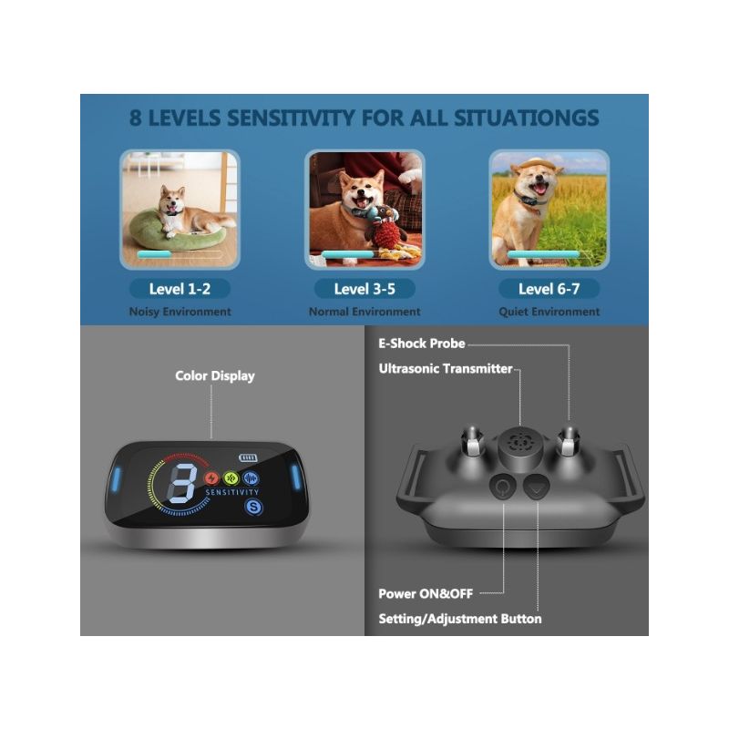 Collier d'Entraînement Ultrasonique Dispositif Anti-aboiement pour Chien Léger Solution d'Entraînement Innovante