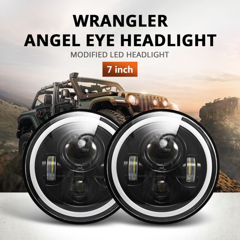 Phares LED 7 pouces CO LIGHT pour Jeep Wrangler et Lada Niva œil d'ange blanc jaune DRL visibilité accrue