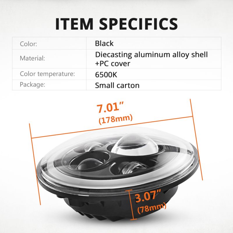 Phares LED 7 pouces CO LIGHT pour Jeep Wrangler et Lada Niva œil d'ange blanc jaune DRL visibilité accrue