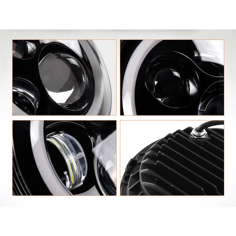 Phares LED 7 pouces CO LIGHT pour Jeep Wrangler et Lada Niva œil d'ange blanc jaune DRL visibilité accrue
