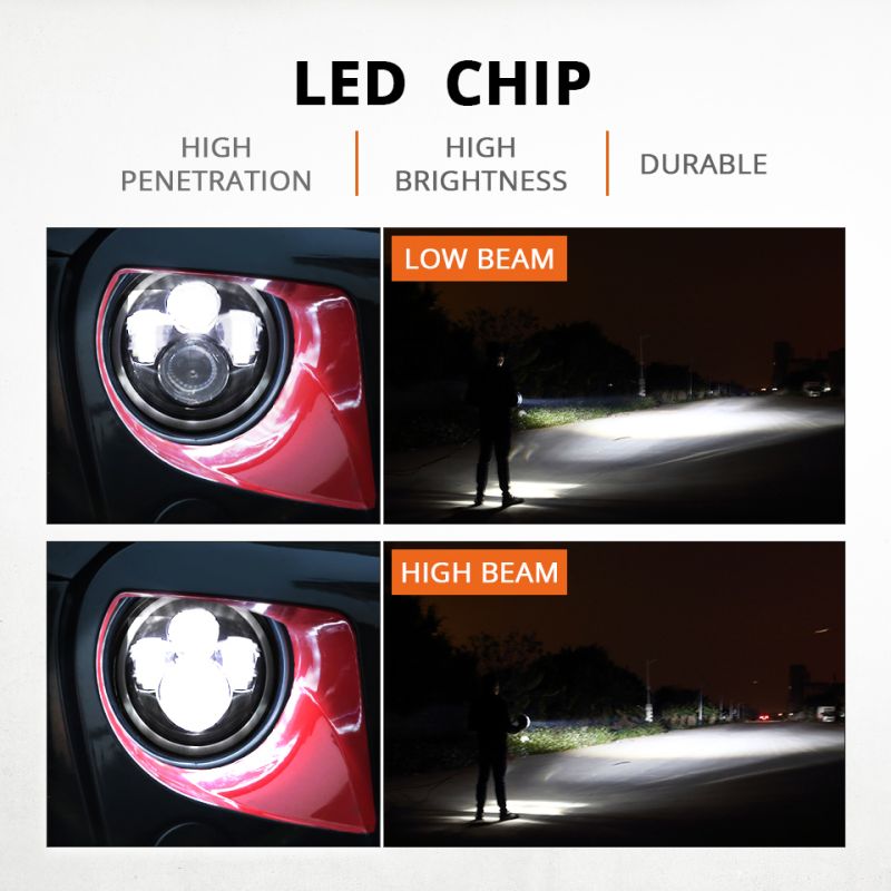 Phares LED 7 pouces CO LIGHT pour Jeep Wrangler et Lada Niva œil d'ange blanc jaune DRL visibilité accrue