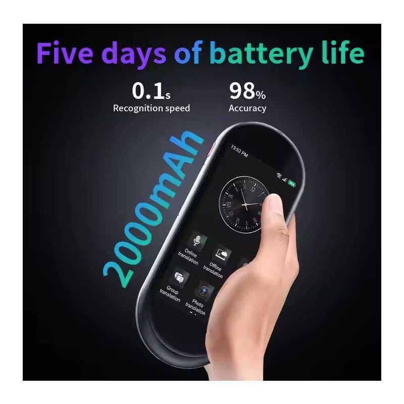 A10 Traducteur Vocal 4.1 pouces avec Chat GPT pour Traduction Instantanée Multilingue Compagnon de Voyage