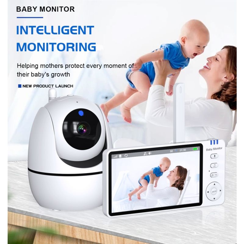 Moniteur vidéo bébé ABM501 moniteur vidéo bébé sécurité familiale LCD 5 pouces vision nocturne sans fil 2.4G