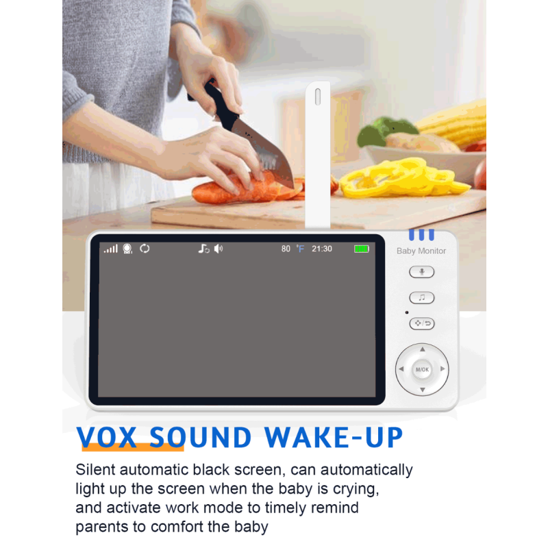 Moniteur vidéo bébé ABM501 moniteur vidéo bébé sécurité familiale LCD 5 pouces vision nocturne sans fil 2.4G