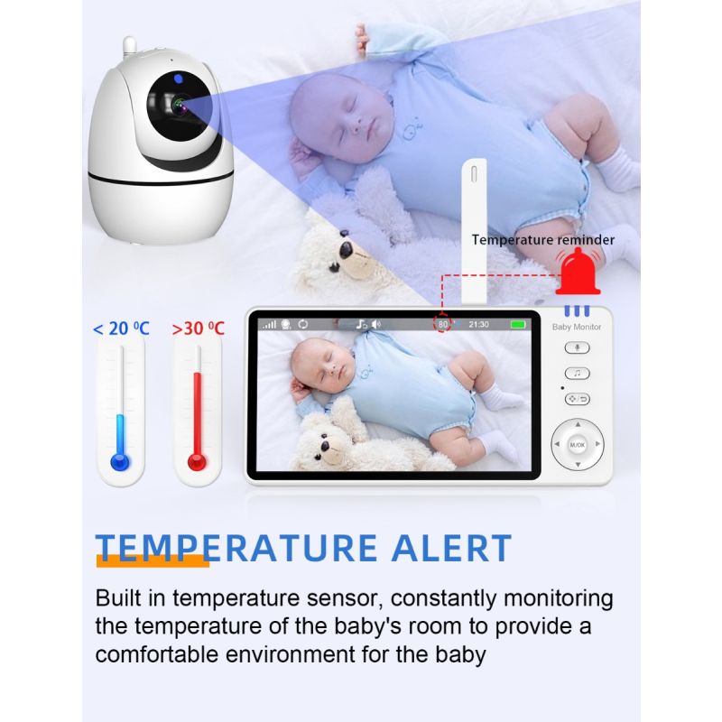 Moniteur vidéo bébé ABM501 moniteur vidéo bébé sécurité familiale LCD 5 pouces vision nocturne sans fil 2.4G