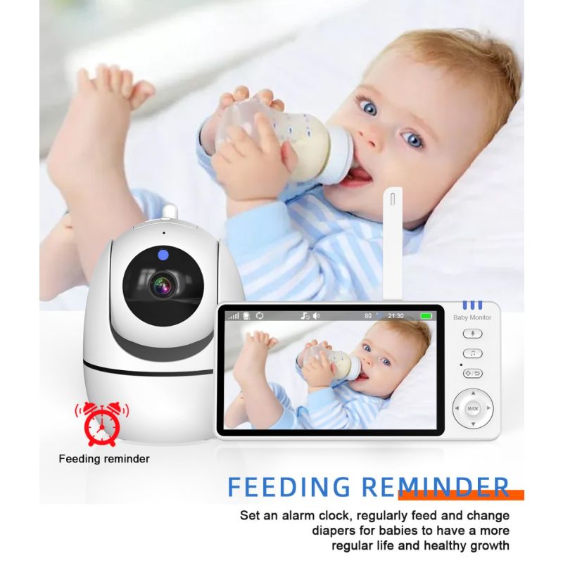 Moniteur vidéo bébé ABM501 moniteur vidéo bébé sécurité familiale LCD 5 pouces vision nocturne sans fil 2.4G