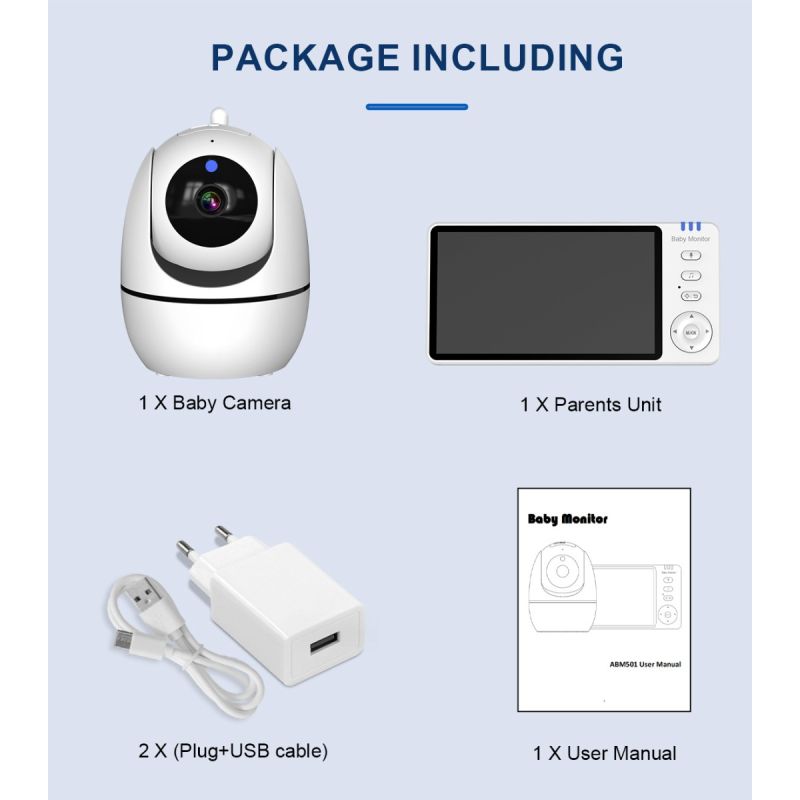 Moniteur vidéo bébé ABM501 moniteur vidéo bébé sécurité familiale LCD 5 pouces vision nocturne sans fil 2.4G