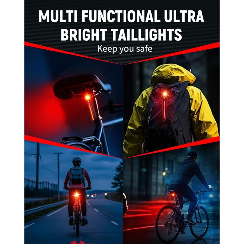 Feu arrière vélo intelligent USB-C, Super Lumineux pour VTT/Route. Sécurité Cyclisme Maximale!
