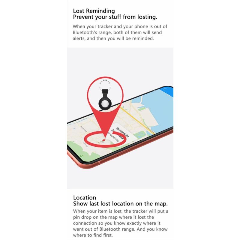 Mini traqueur GPS Bluetooth 4.0 dispositif anti-perte léger design compact recherche en un clic pour animaux et clés