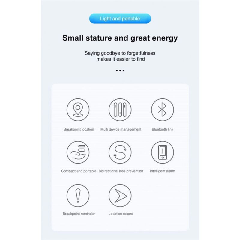 Mini traqueur GPS Bluetooth 4.0 dispositif anti-perte léger design compact recherche en un clic pour animaux et clés