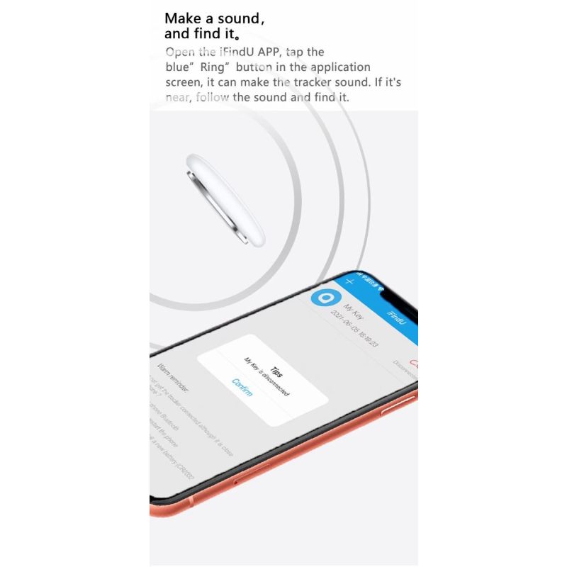 Mini traqueur GPS Bluetooth 4.0 dispositif anti-perte léger design compact recherche en un clic pour animaux et clés