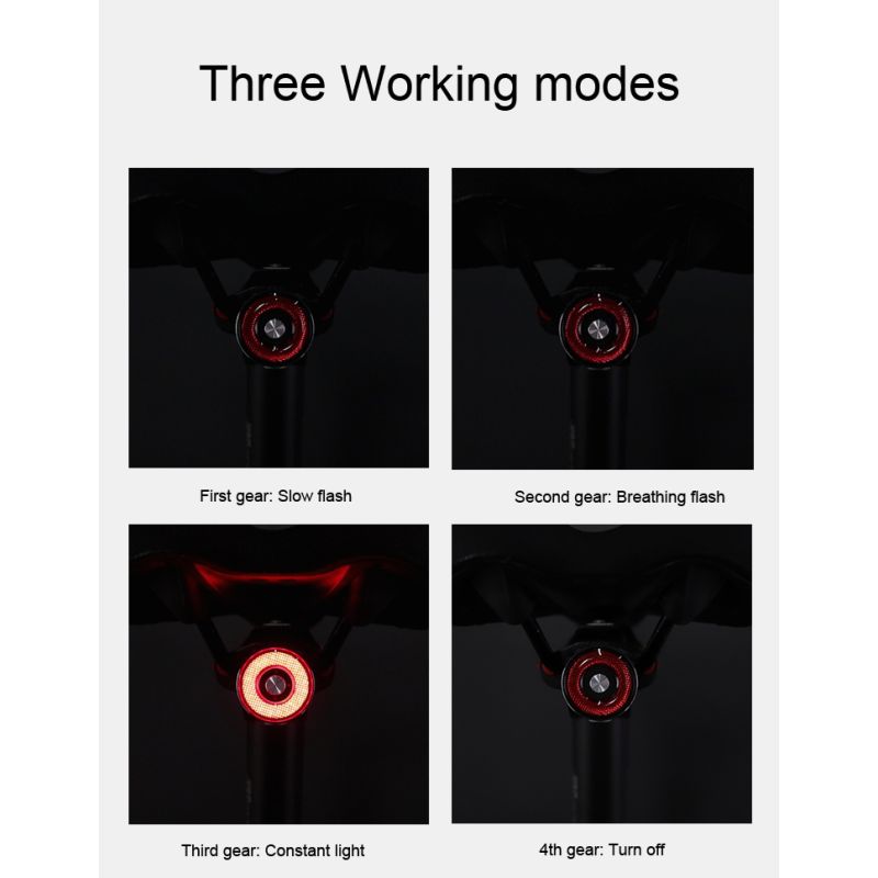 Feu arrière intelligent ANTUSI Q5 pour vélo sécurité cycliste feu LED étanche IPx6 avec détection de frein