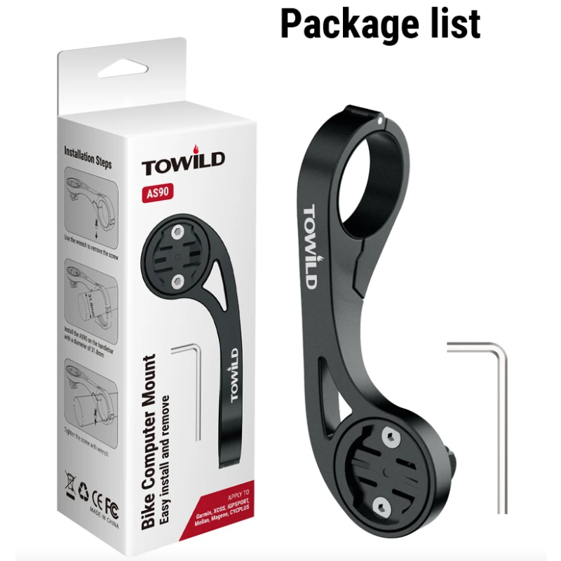 TOWILD AS90 Support prolongateur guidon vélo - Fixation phare vélo, léger, installation facile