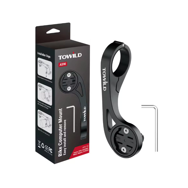 TOWILD AS90 Support prolongateur guidon vélo - Fixation phare vélo, léger, installation facile